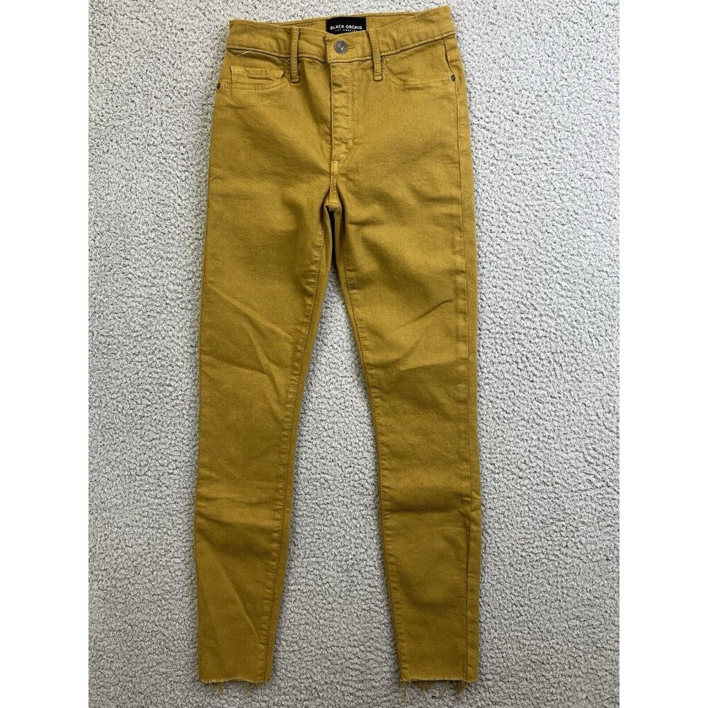 Black Orchid Womens‎ Italian Denim Size 24 Gold 23 x 27 Raw Hem